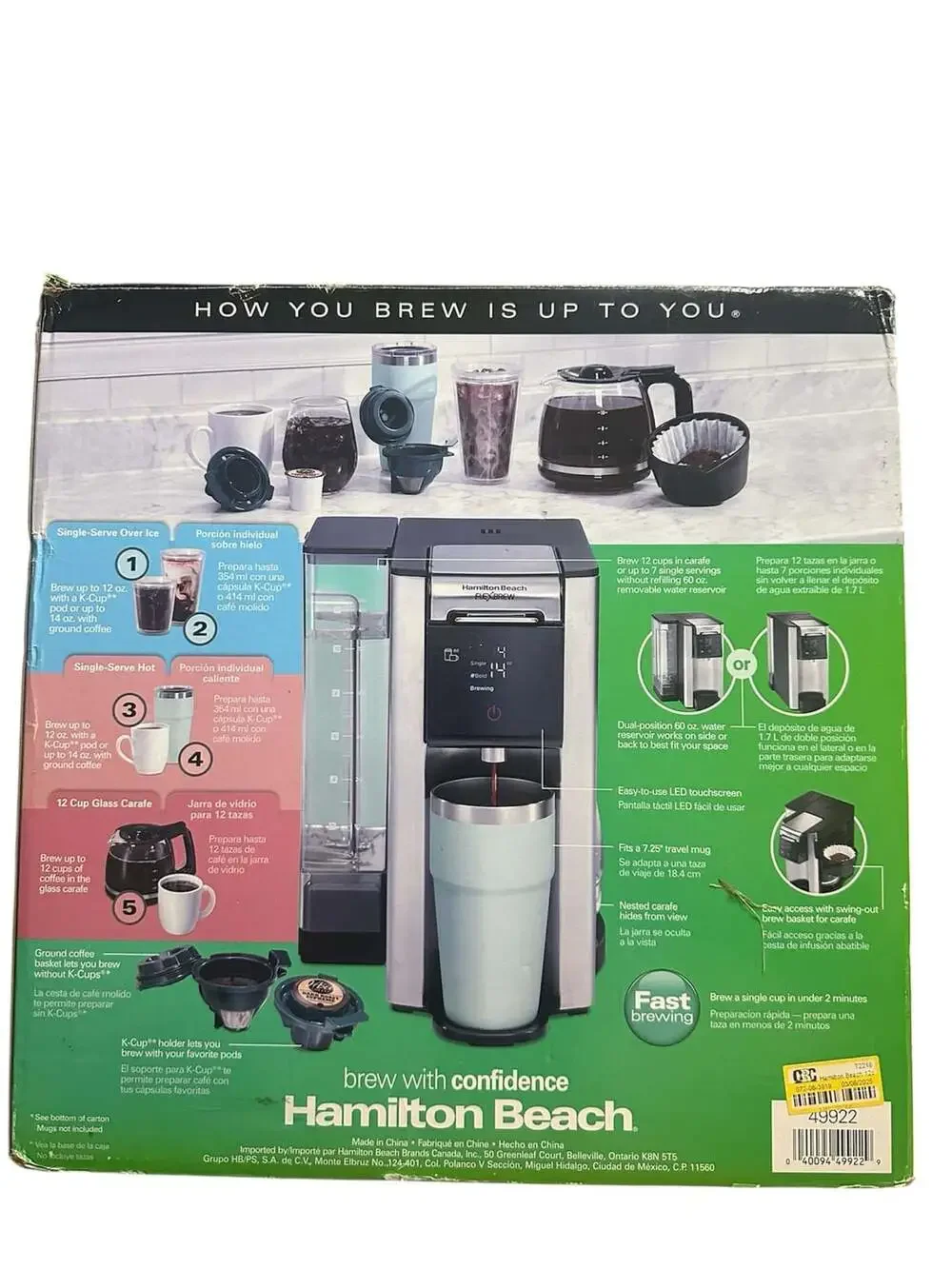 Hamilton Beach FlexBrew Advanced 5-in-1 Coffee Maker 49922 Black Stainless